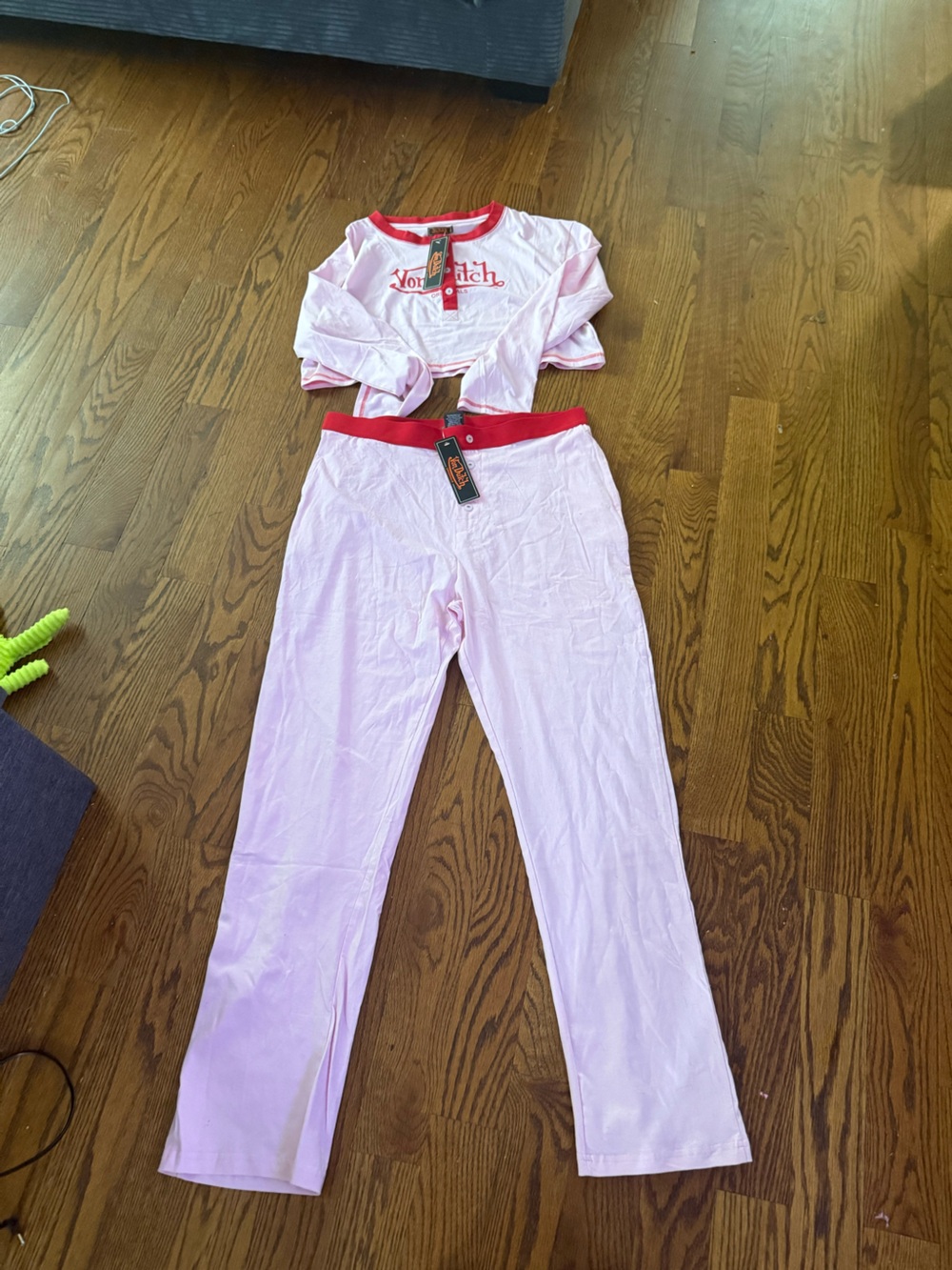 Von Dutch Pink Top with Red Trim Pajamas NWT Women’s suze XL